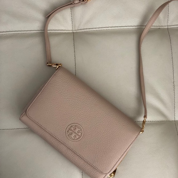 Tory Burch Bombe Flat Wallet Crossbody Light Oak - Picture 8 of 8